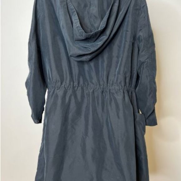 Divided by H&M Front Zip Rain Coat Long Sleeve Drawstring Waist Size 6 Black - Picture 3 of 4